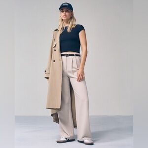 A&F Sloane Tailored Wide Leg Pant Taupe light grey tan Size 27 (4)